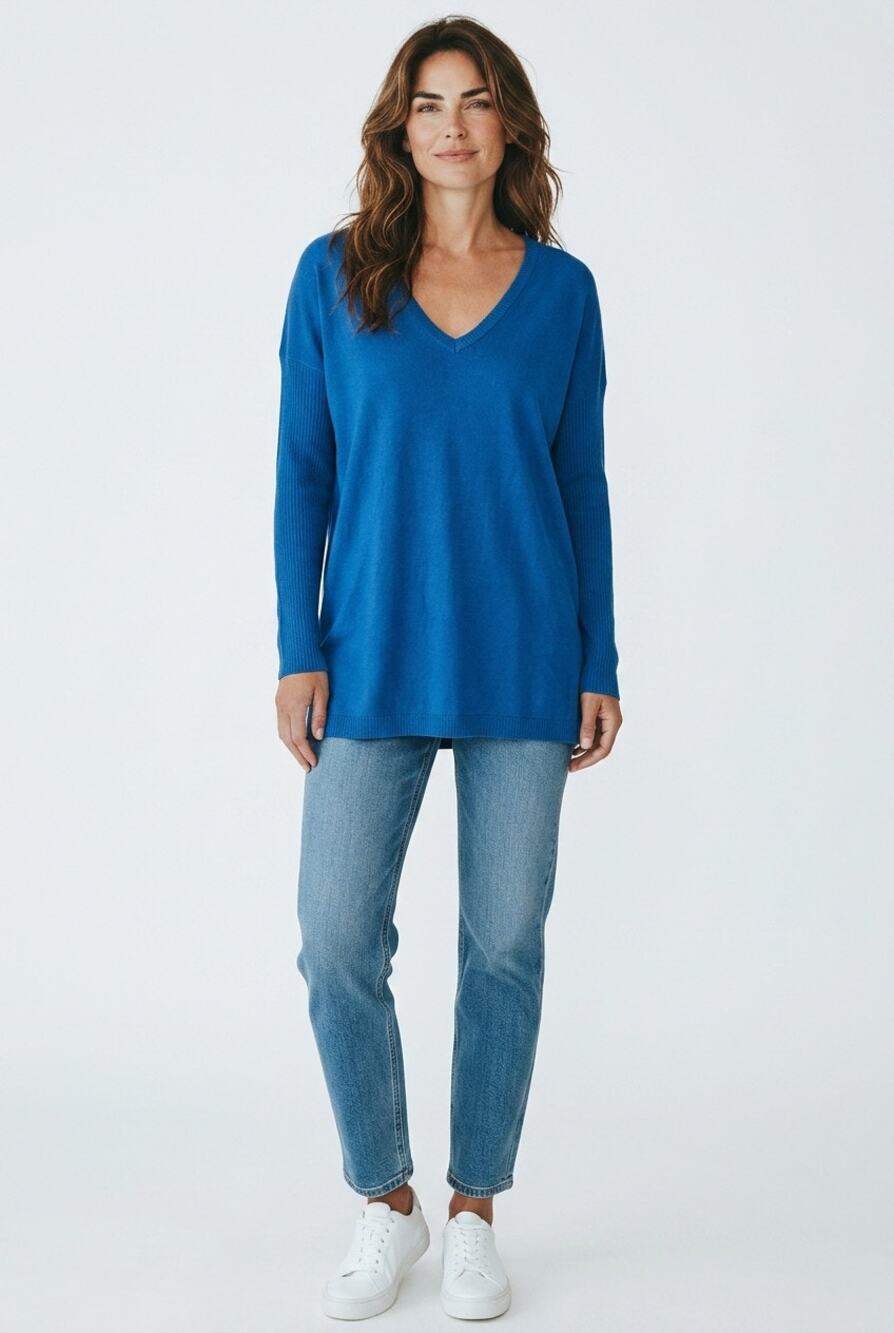 Eileen Fisher S v-neck fine knit tunic sweater 100% fine merino wool pullover